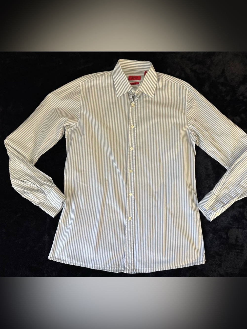 Hugo Boss Slim Fit Mens Blue Pinstripe Long Sleeve Button Down Shirt